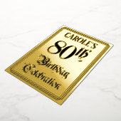 80th Birthday Party – スクリプエレガントト+名前をカスタムする 箔招待状 (回転した状態)