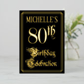 80th Birthday Party – スクリプファンシート&名前をカスタムする 箔招待状 (立ち正面)