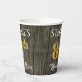 80th Birthday Party — フェイク金ゴールド&ウッドフェイク・ルックス 紙コップ (左)