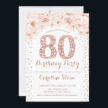 80th Birthday Party – ホワイトローズ金ゴールド 招待状<br><div class="desc">第80回バースデーパーティーの女性への招待。フローラエレガント招待状カードフェイクグリッターバラ金ゴールドと白色。ダイヤモンドナンバー、スクリプトフォント、赤面ピンクのバラが特徴。大人のマイルストースタイリッシュンデイお祝いに最適。</div>