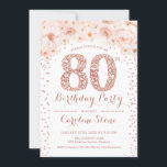 80th Birthday Party – ホワイトローズ金ゴールド 招待状<br><div class="desc">第80回バースデーパーティーの女性への招待。フローラエレガント招待状カードフェイクグリッターバラ金ゴールドと白色。ダイヤモンドナンバー、スクリプトフォント、赤面ピンクのバラが特徴。大人のマイルストースタイリッシュンデイお祝いに最適。</div>