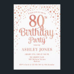 80th Birthday Party – ホワイト&バラ金ゴールド 招待状<br><div class="desc">第80回バースデーパーティーへの招待。白エレガント色、ピンク、グリッターのバラ金ゴールドのフェイクデザイン。スクリプトスタイリッシュのフォントと紙吹雪の機能。メッセージもしメッセージはカスタム年齢。</div>