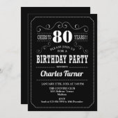 80th Birthday Party -白黒 招待状 (正面/裏面)