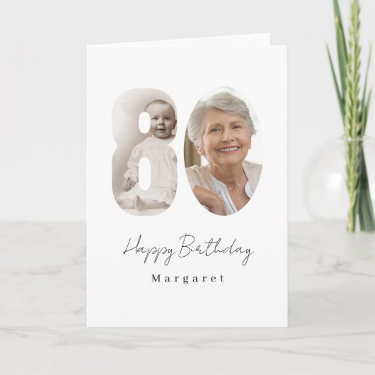80th Birthday Party Custom Photo Greeting Card カード (正面)