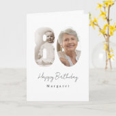 80th Birthday Party Custom Photo Greeting Card カード (黄色い花)