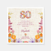 80th Birthday Party - Elegant Floral Number 80 スタンダードカクテルナプキン (正面)