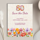 80th Birthday Party - Elegant Save the Date 案内ポストカード