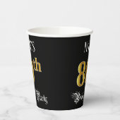 80th Birthday Party — Fancy Script, Faux Gold Look 紙コップ (左)