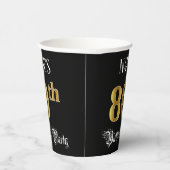 80th Birthday Party — Fancy Script, Faux Gold Look 紙コップ (右)