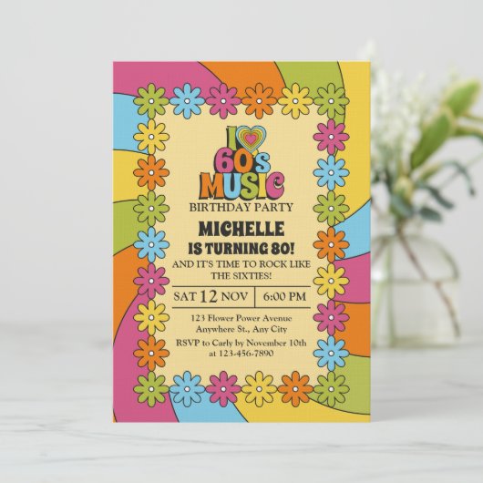 80th Birthday Party for 60s Music Lovers 招待状 (スタンド正面)