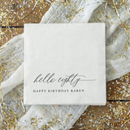 80th Birthday Party Hello 80 Modern Milestone スタンダードカクテルナプキン