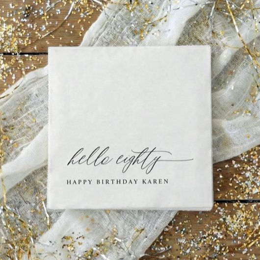 80th Birthday Party Hello 80 Modern Milestone スタンダードカクテルナプキン