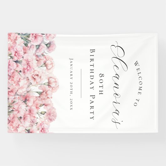 80th Birthday Party January Birth Flower Welcome 横断幕 (横)