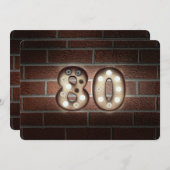 80th Birthday Party-marquee lights on brick 招待状 (正面/裏面)