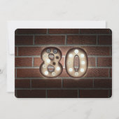 80th Birthday Party-marquee lights on brick 招待状 (正面)