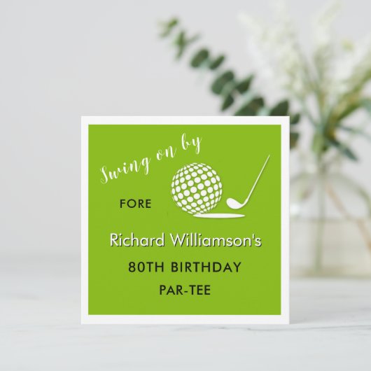 80th Birthday Party Men's Golf Theme 招待状 (スタンド正面)