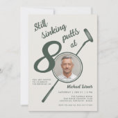 80th Birthday Party Photo Modern Golf Putter Green 招待状 (正面)