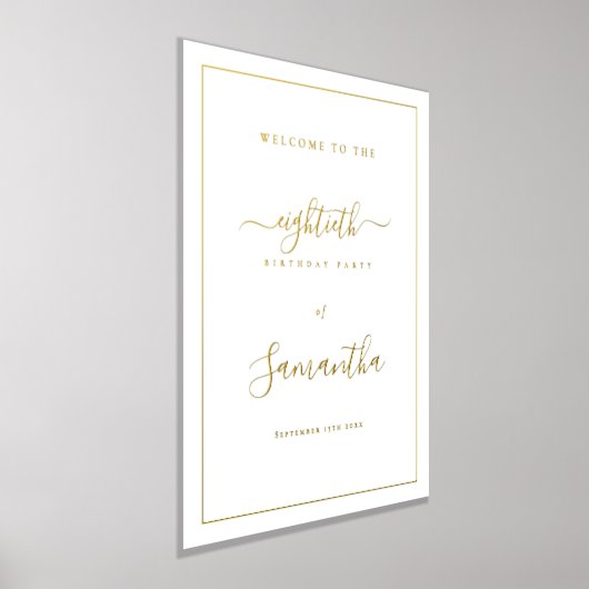 80th Birthday Party Signへようこそ 箔ポスター (レイダウン)