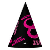80th birthday personalized photo pink black パーティーハット (左)