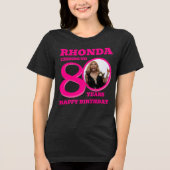80th Birthday photo and name pink text トライブレンドTシャツ (正面)