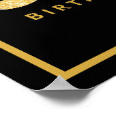 80th Birthday Photo Black Faux Gold Leaf Elegant ポスター (角)