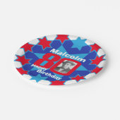 80th birthday photo name blue star紙プレート ペーパープレート (アングル)