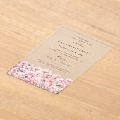 80th Birthday Pink Carnation January Birth Flower アクリル招待状 (レイダウン)