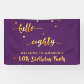 80th birthday purple金ゴールドhello 80 name script 横断幕 (横)
