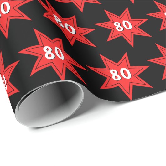 80th Birthday Red Star   ラッピングペーパー (ロールコーナー)