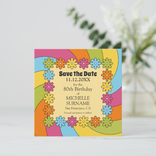 80th Birthday Retro 60s Music Groovy Party セーブザデート (スタンド正面)