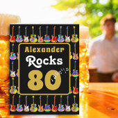 80th birthday Retro Groovy Guitar Personalized カード