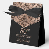 80th Birthday Rose Gold Damask Thank You  フェイバーボックス (正面)