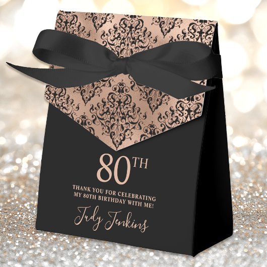 80th Birthday Rose Gold Damask Thank You  フェイバーボックス