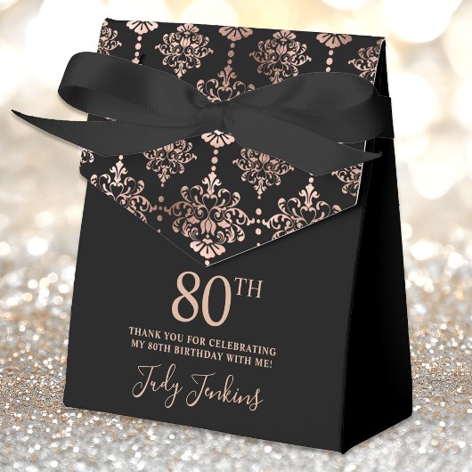 80th Birthday Rose Gold Elegant Thank You  フェイバーボックス
