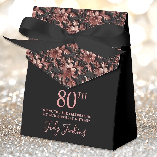 80th Birthday Rose Gold Floral Thank You  フェイバーボックス