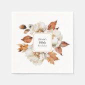 80th Birthday Rustic Feminine Fall Floral スタンダードカクテルナプキン (正面)