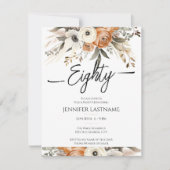 80th Birthday Rustic Floral Fall 招待状 (正面)