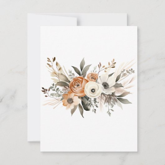 80th Birthday Rustic Floral Fall  招待状 (裏面)