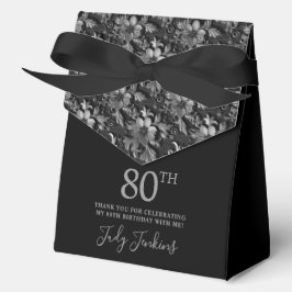 80th Birthday Silver Floral Thank You  フェイバーボックス