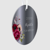 80th birthday silver metallicフローラブルゴーニュ名 オーナメント (正面)