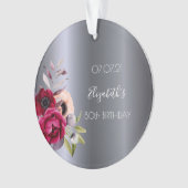 80th birthday silver metallicフローラブルゴーニュ名 オーナメント (正面)