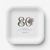 80th Birthday Simple Elegant Tropical Invitation ペーパープレート (正面)