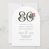 80th Birthday Simple Elegant Tropical Invitation 招待状 (正面)