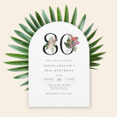80th Birthday Simple Elegant Tropical Invitation 招待状