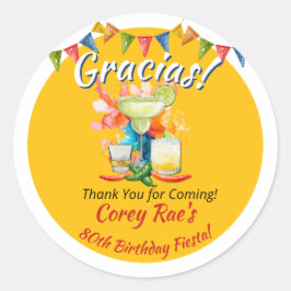 80th Birthday Thank You Fiesta "Gracias" Custom ラウンドシール