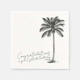 80th Birthday Tropical Palm Tree Congratulations スタンダードカクテルナプキン
