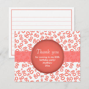 80th Coral/White Random Number Pattern