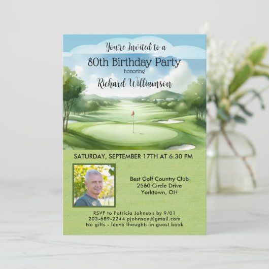 80th Men's Birthday Party Photo Golf  招待状 (スタンド正面)