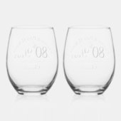 80th Oak-結婚s Anniversary Signature Script ステムなしワイングラス (裏面)
