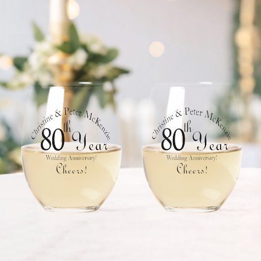 80th Oak-結婚s Anniversary Signature Script ステムなしワイングラス (インサイチュ (ウェディング))